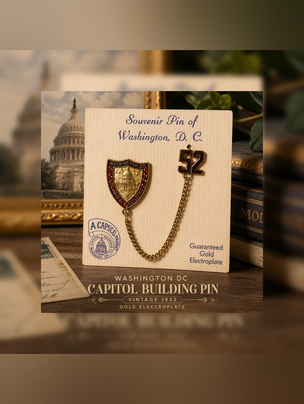 Washington DC Capitol Building Pin Vintage 1952